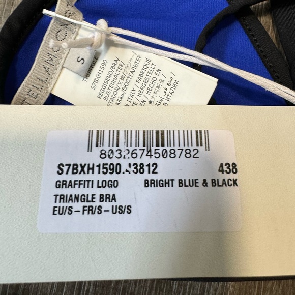 Stella McCartney**Blue/ Black Logo High Leg Bikini Set***Small $585 NWT - Picture 5 of 5
